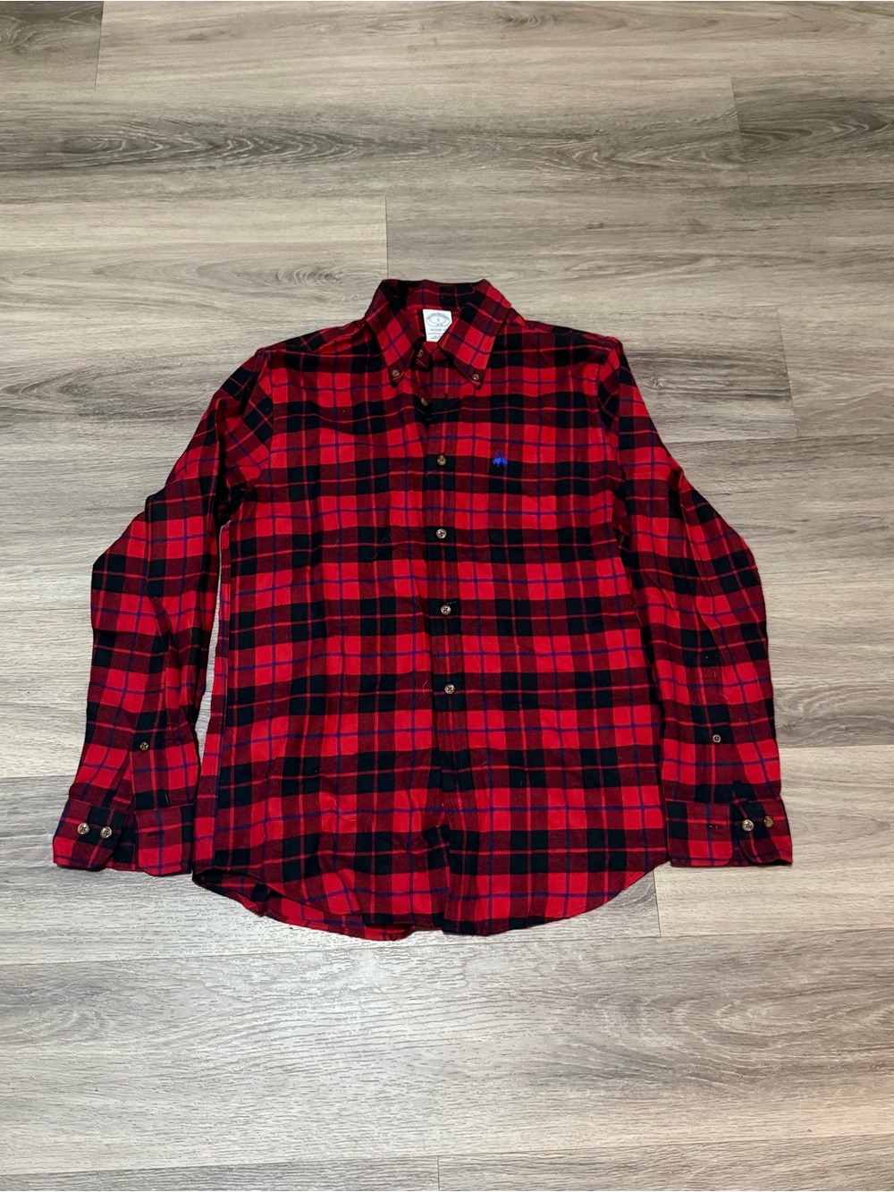 Brooks Brothers Red and Black Plaid Button-Down Shirt